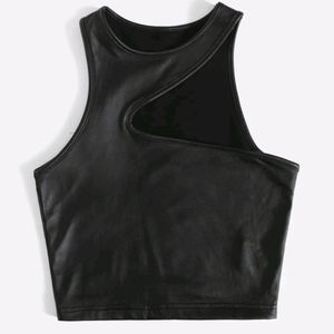 Racer back leather crop tank